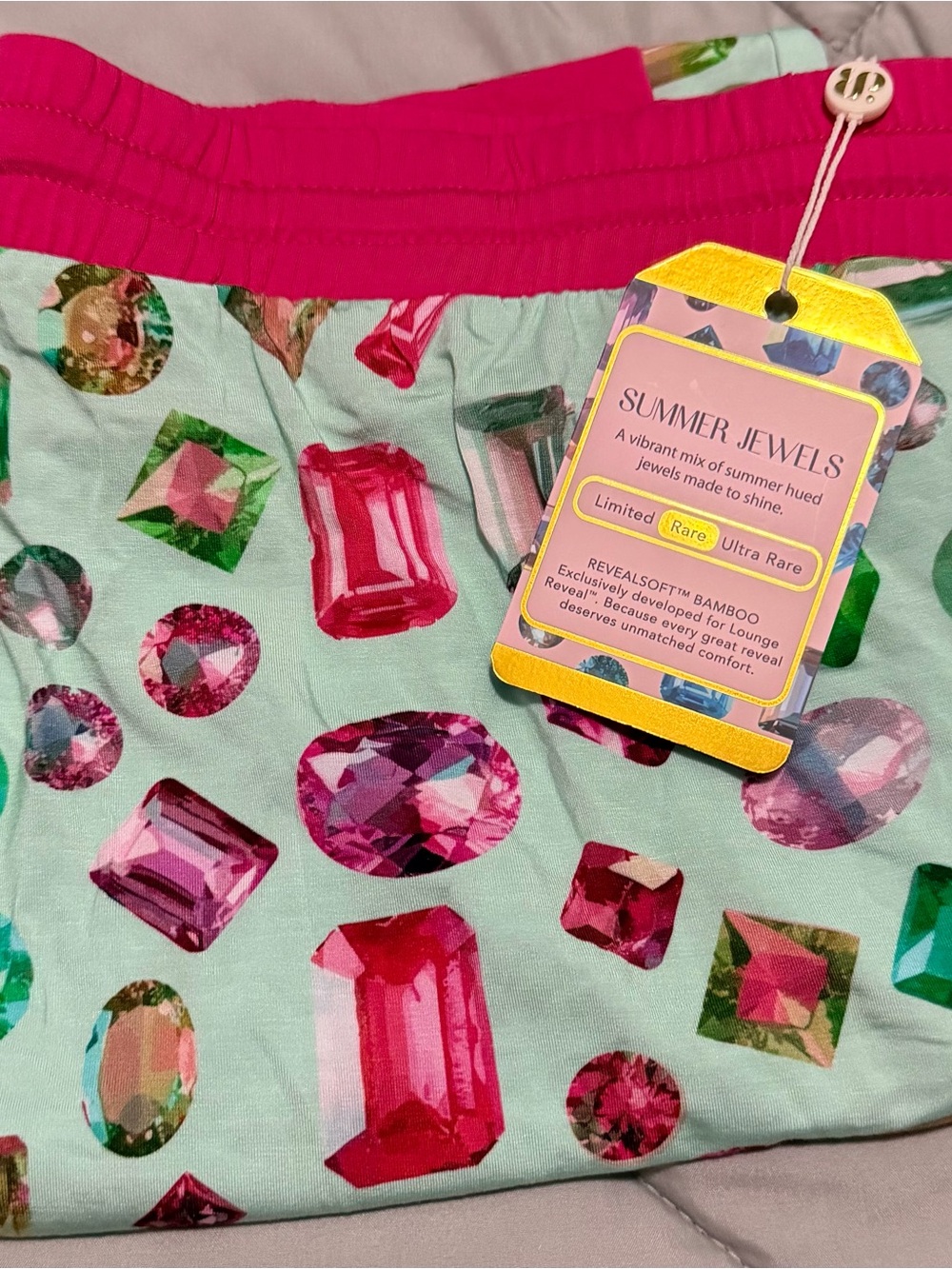 Summer Jewel Candy Lounge Wear Women's Mint Green with Pink Waistband